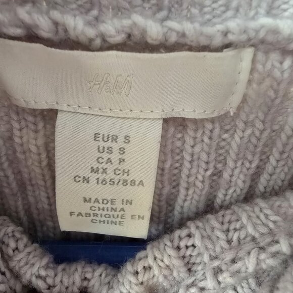 H&M Womens Ribbed Turtleneck Sweater S Lavender - Picture 3 of 6